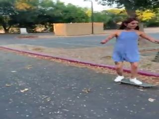 Tattooed Skater darling Vanessa Vega in Skateboarding and Squirting in Public